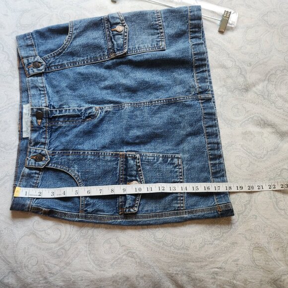 [10] Cherokee Denim Miniskirt size 10 six pockets 100% cotton jean skirt pockets - Picture 11 of 12
